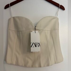 NWT Zara CORSET. Beautiful Strapless off white- cream color Corset Top. Sz M
